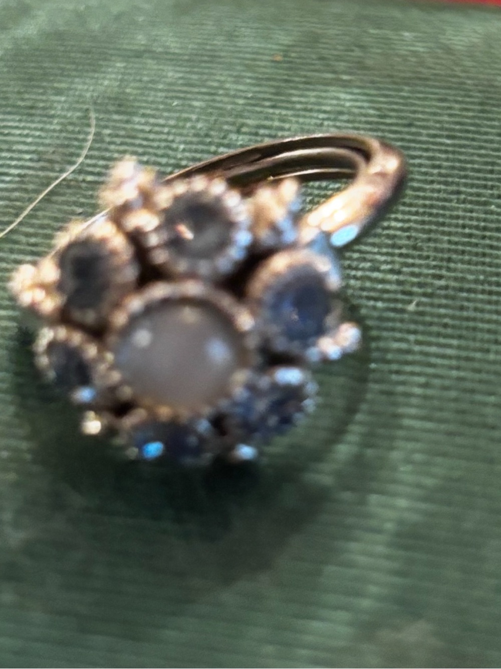Silver-Tone Floral Cluster Ring with Grey Stones